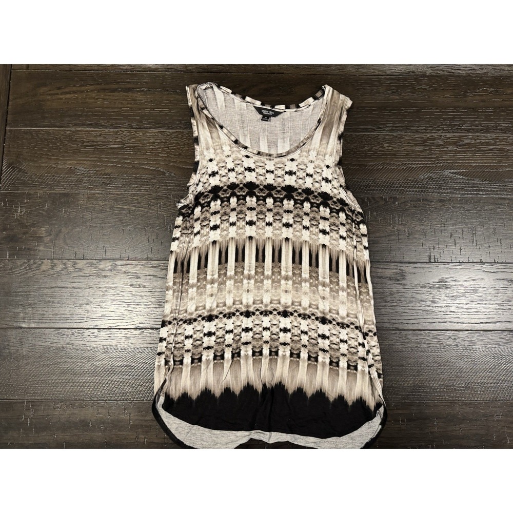 Simply Vera Vera Wang Womens Tank Top M Black White Striped Scoop Neck Pullover